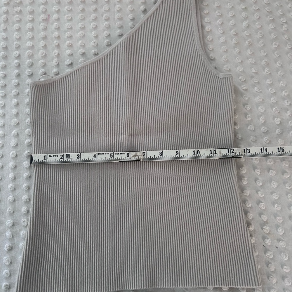 Gray Ribbed One-Shoulder Top - Picture 9 of 10